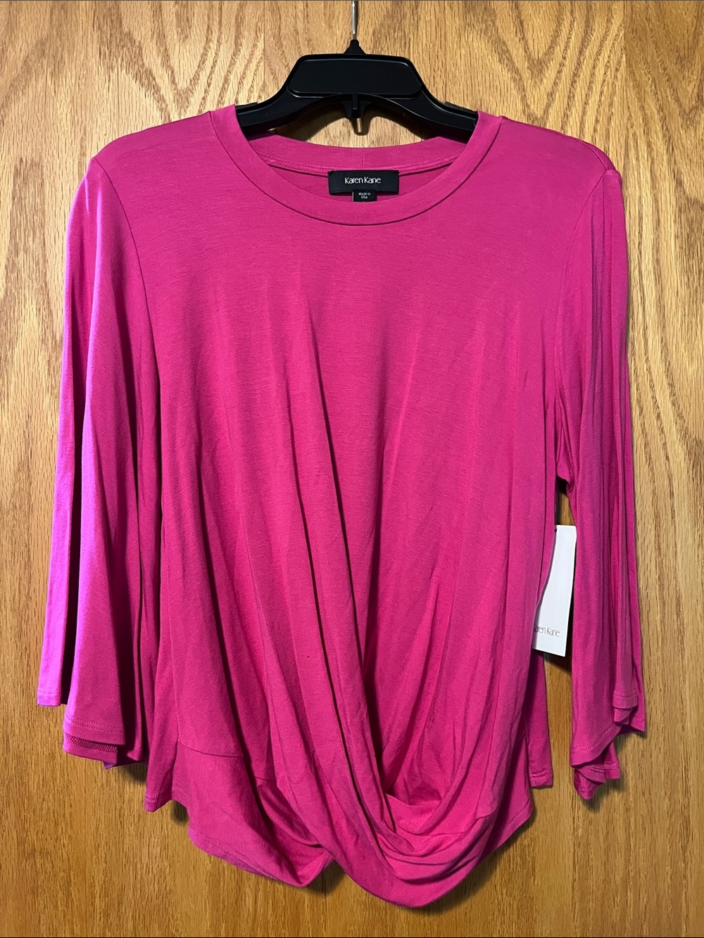 Karen Kane Bright Fuchsia Twist-Front Long Sleeve Top